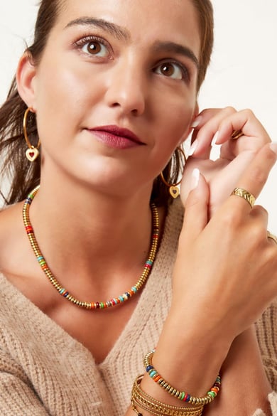 Armband mit flachen Perlen - Goldfarbe Multi Hämatit h5 Bild3